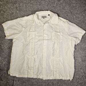 Oak Hill Mens Linen Blend Guayabera Button Up Big & Tall Short Sleeve Shirt 2XL